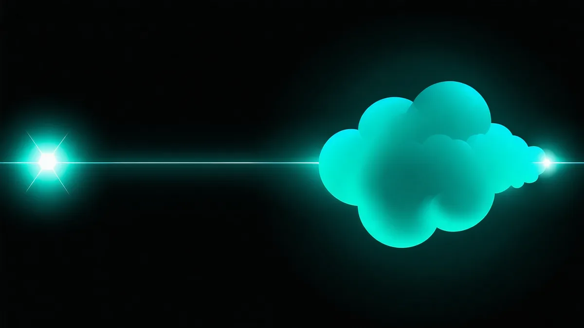 Abstract visualization contrasting local edge computing with cloud network