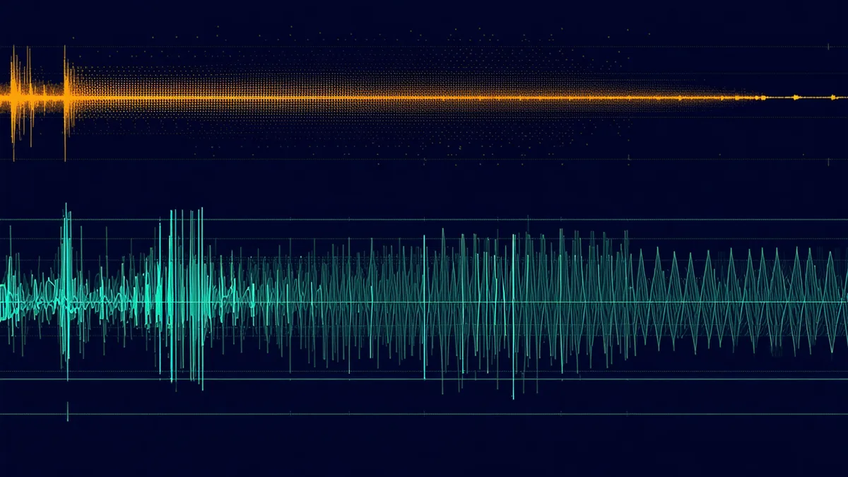 Abstract signal waveform visualization showing error distribution in nanopore basecalling